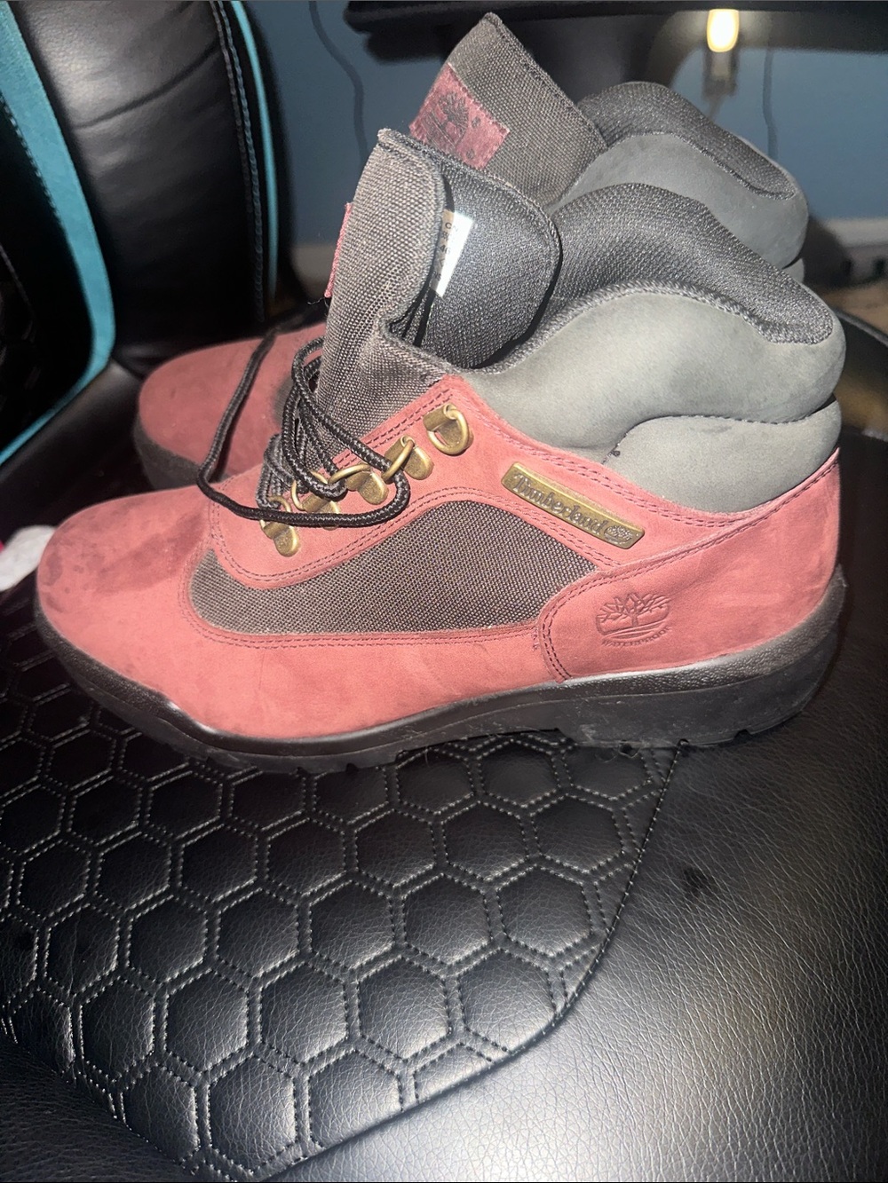 Timberland Men’s Burgundy and Black Lace-Up Suede Hiking Boots